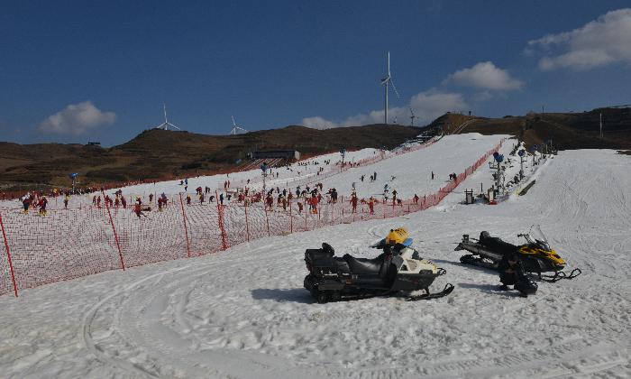 300名小学生在乌蒙大草原滑雪场集体撒欢儿 盘县文明网